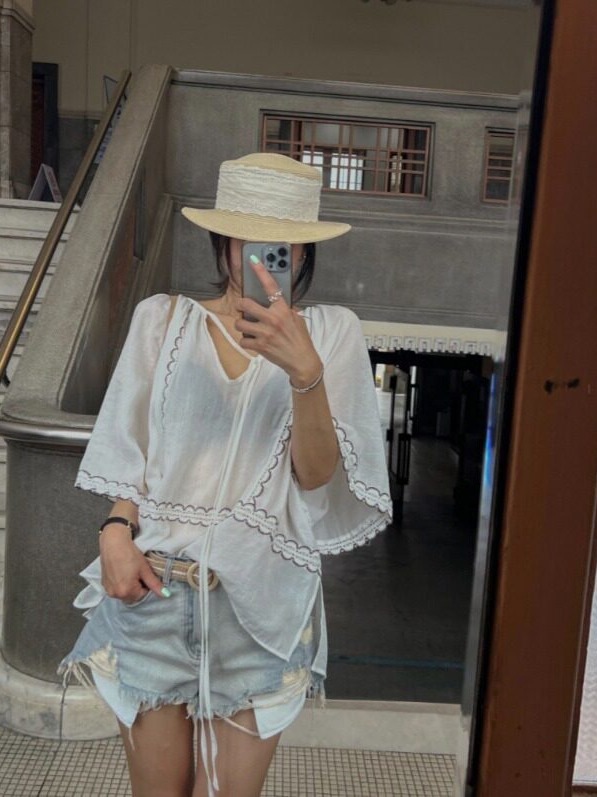 Ethnic Fusion Fashion - Haut à col en V à