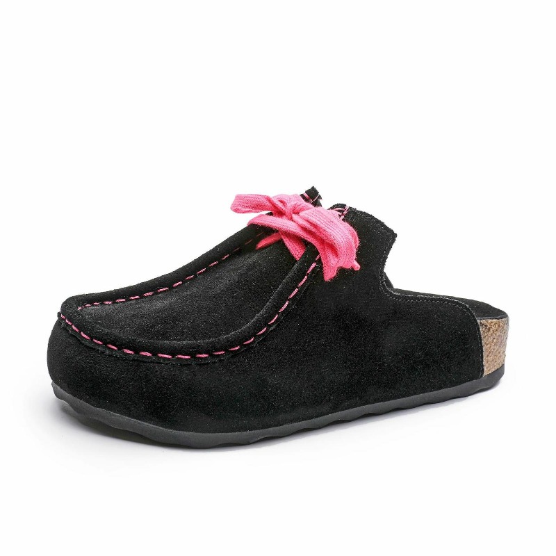 Ethnic Fashion Style - Pantoufles compensées en cuir véritable et