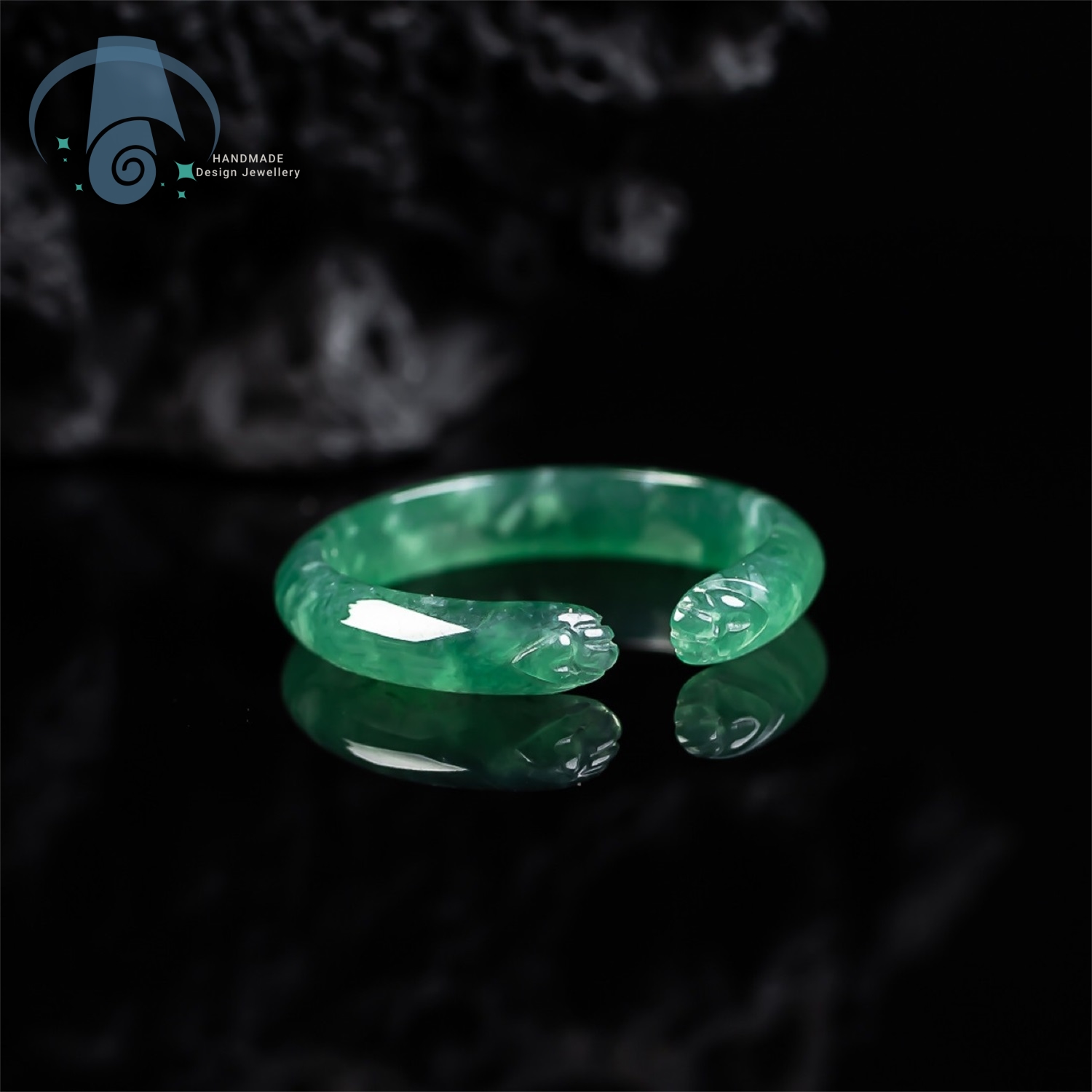 Ethnic Chic Fashion - Bague Patte de Chat en Jade