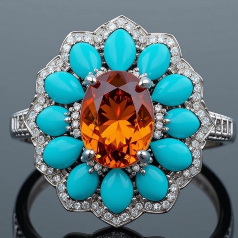 Bague florale brillante en tur - Ethnic Chic Fashion avis et prix